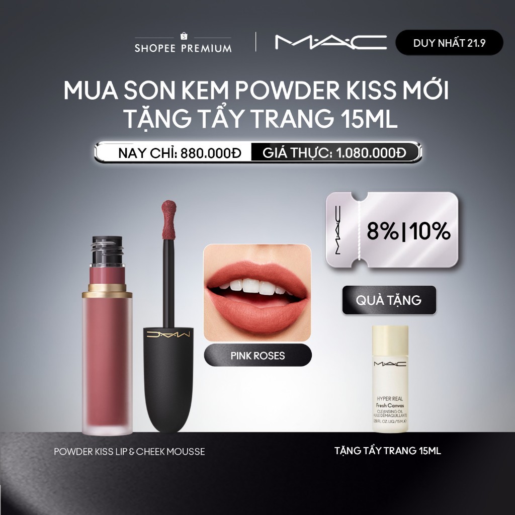Son kem MAC Powder Kiss Lip & Cheek Mousse | Bền màu, ẩm mịn suốt 10H