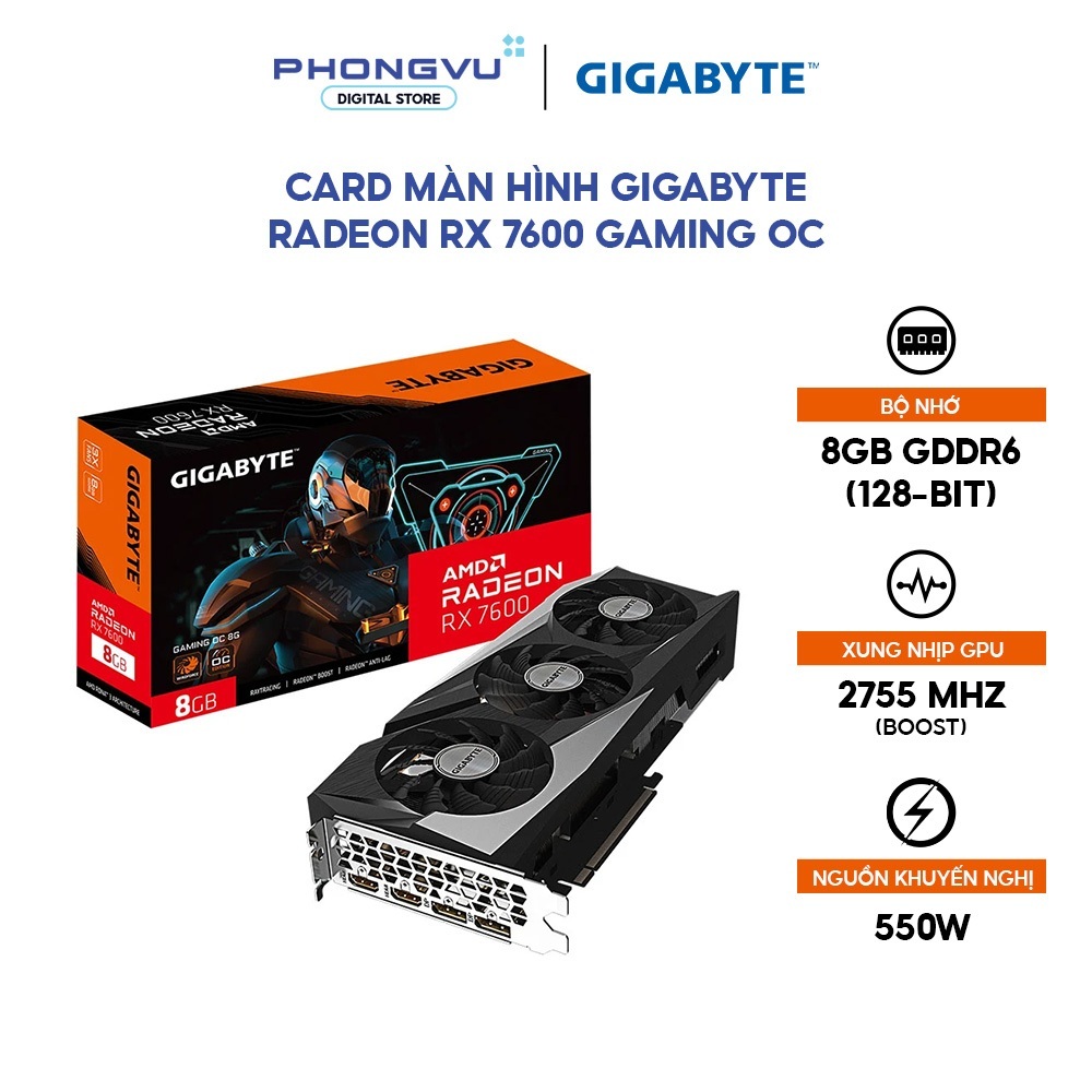 Card Màn Hình / VGA Gigabyte Gaming OC / Asus Dual EVO OC - AMD Radeo RX 7600, 8GB, GDDR6- BH 36 Tháng | BigBuy360 - bigbuy360.vn