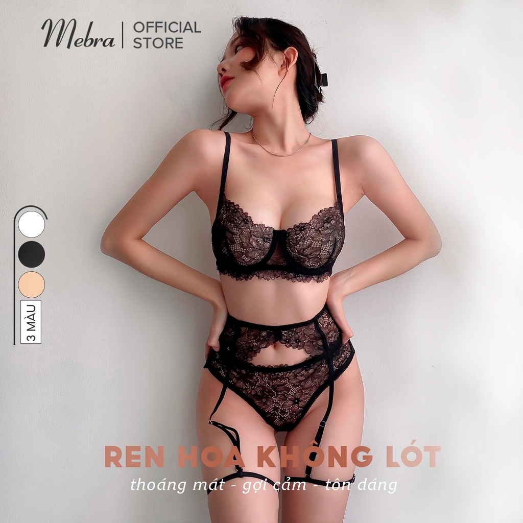 Sexy Love – Mebra Bộ đồ lót 3 chi tiết thiết kế sexy xuyên thấu chất