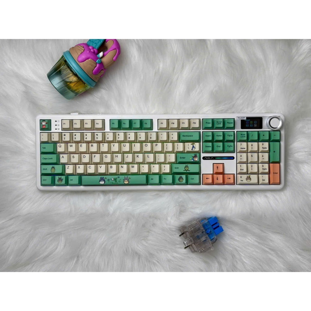 Bàn phím cơ Aula F108pro 3 chế độ kết nối ,Mạch xuôi ,Led rgb,Núm tùy chỉnh,Màn hiển thị Bh12 tháng | BigBuy360 - bigbuy360.vn