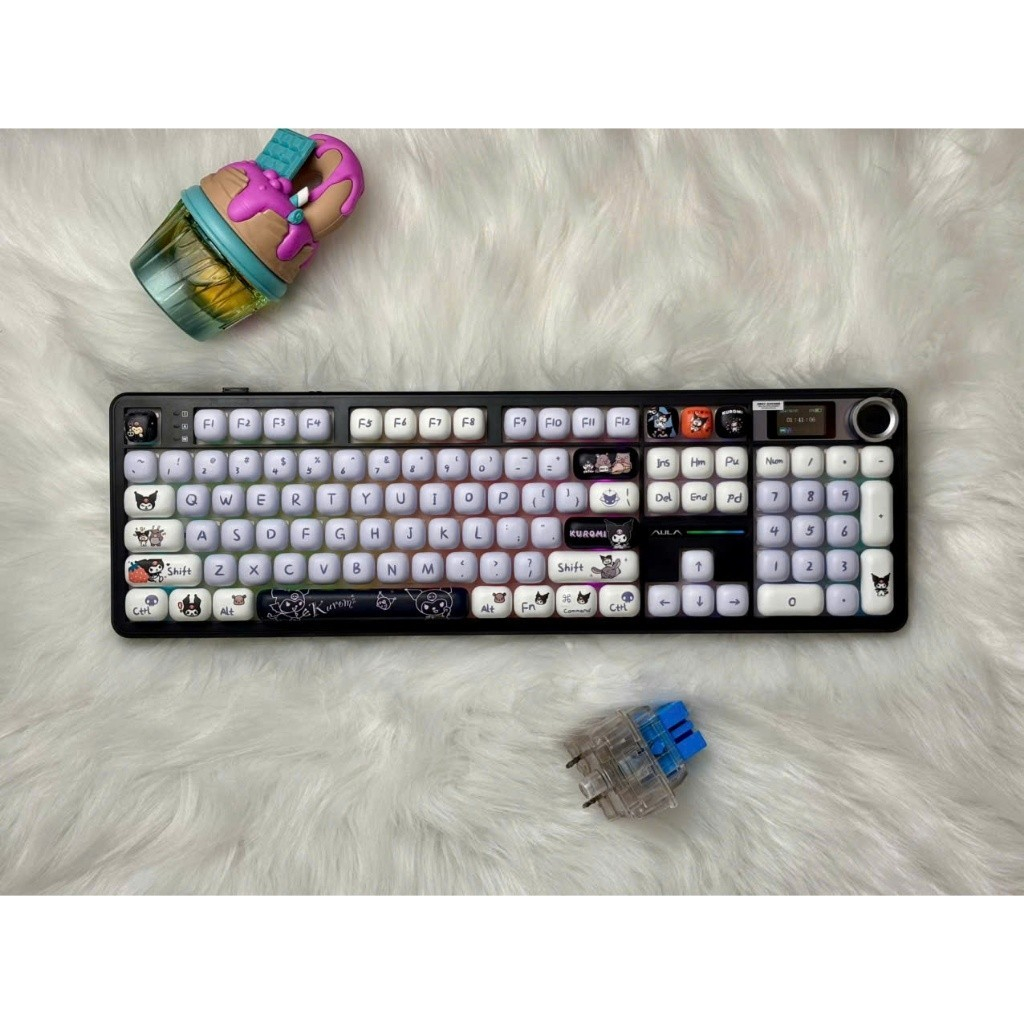 Bàn phím cơ Aula F108pro 3 chế độ kết nối ,Mạch xuôi ,Led rgb,Núm tùy chỉnh,Màn hiển thị Bh12 tháng | BigBuy360 - bigbuy360.vn