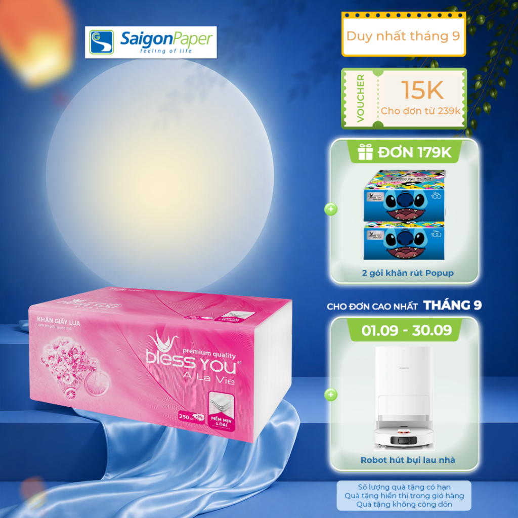 Gói Khăn giấy Softpack Bless You Alavie 250 tờ