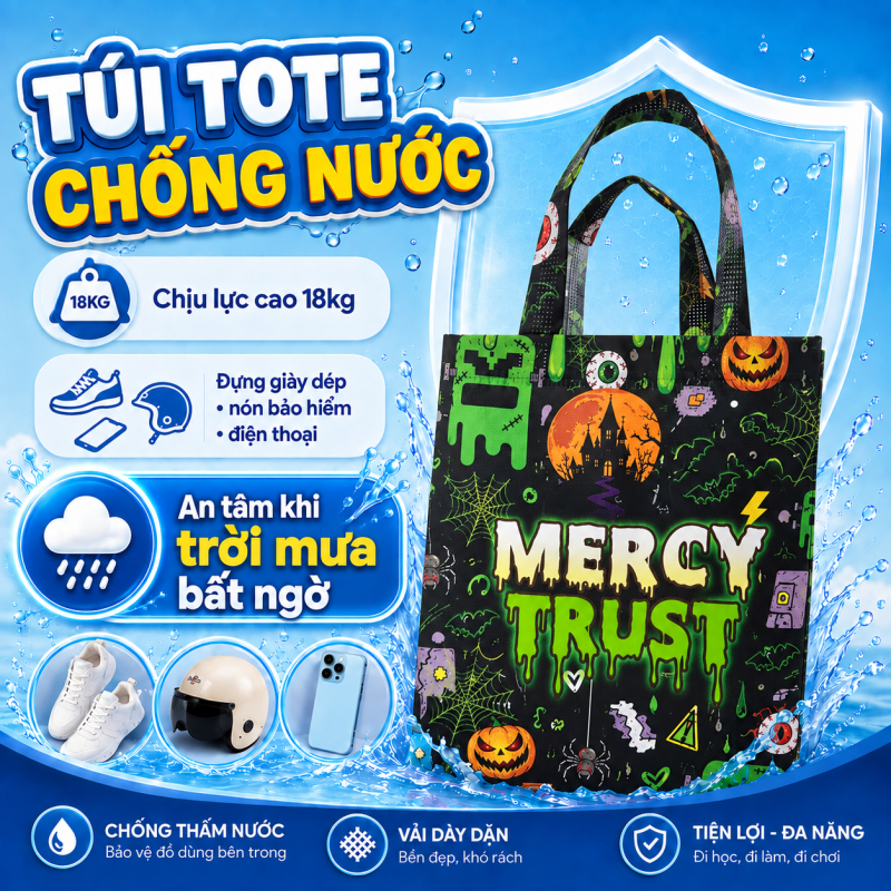 [SẢN PHẨM TẶNG] Túi HALLOWEEN chống nước đa dụng, chịu lực cao tối đa 18kg. KT 32x25x12cm