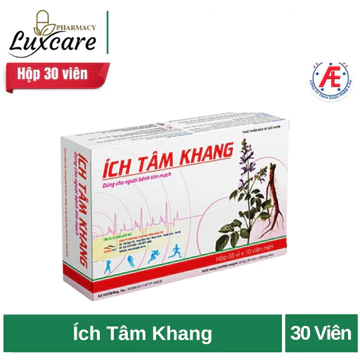 Ích Tâm Khang giúp làm giảm mệt mỏi, ho, phù, khó thở, xanh xao, hồi hộp (hộp 30 viên) - Luxcare Pharmacy