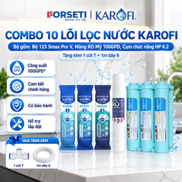 Bộ 10 lõi lọc nước Karofi dùng cho máy lọc nước Karofi KAD-L56, KAQ-X26,... (123 SMPV, RO Mỹ, HP6.2)