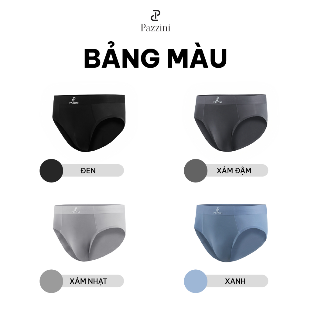 Combo 3 sịp tam giác nam PAZZINI thun lạnh,quần lót kháng khuẩn, không để vết hằn trên da BF006