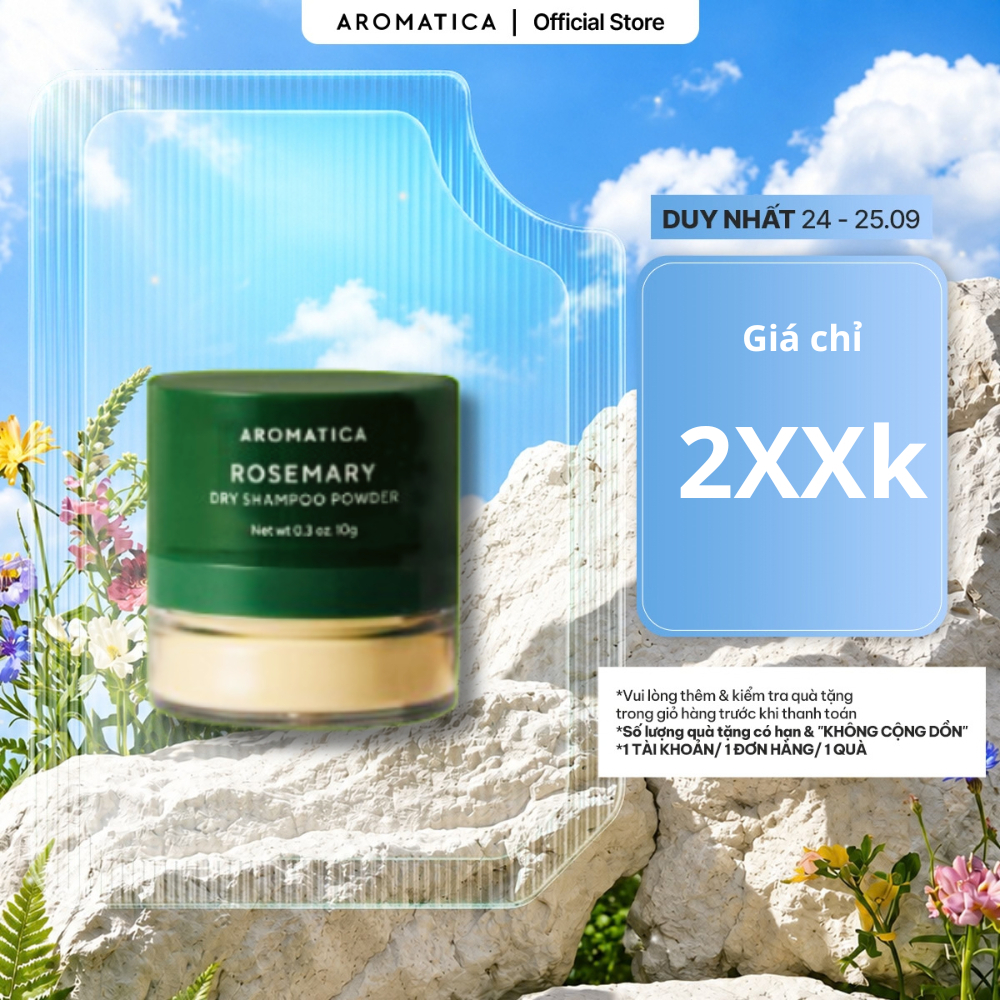 Phấn Gội Khô Hương Thảo AROMATICA Rosemary Dry Shampoo Powder 10g