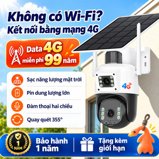 Camera Ngoài Trời Năng Lượng Mặt Trời, Kết Nối 4G, Chống Nước, Camera Siêu Nét, Bảo Hành 1 Năm