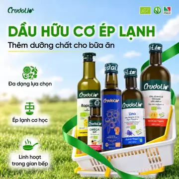 Dầu ăn nguyên chất ép lạnh Crudolio nhập khẩu Ý - dầu hạt cải, dầu oliu, dầu hạt lanh, dầu hạt omega