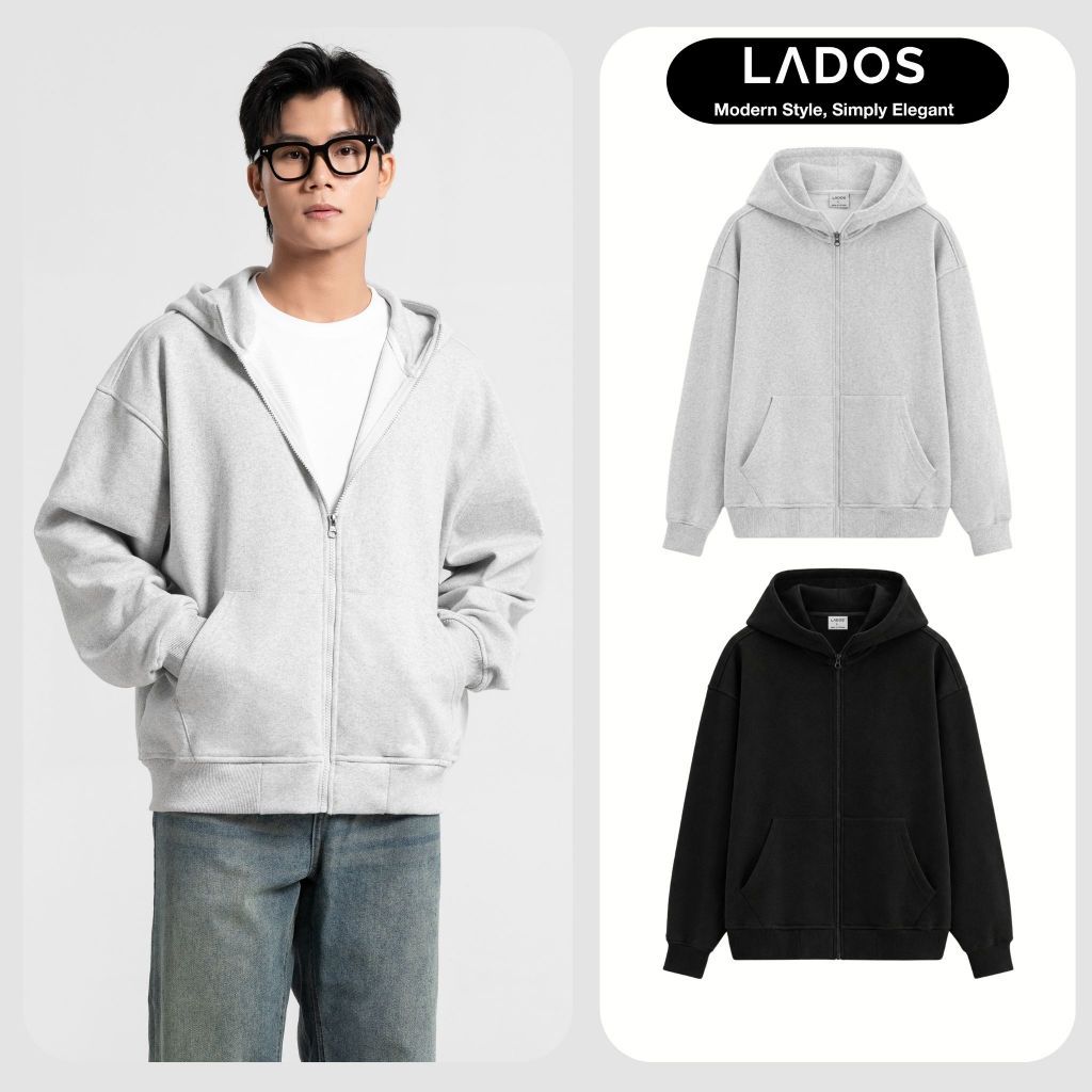 [DEAL MỞ BÁN] Áo Khoác Hoodie Zip Nam LADOS - 2137 Vải Nỉ CVC Cotton Mềm Mại, Thấm Hút Mồ Hôi, Phom Vừa Vặn Thoải Mái