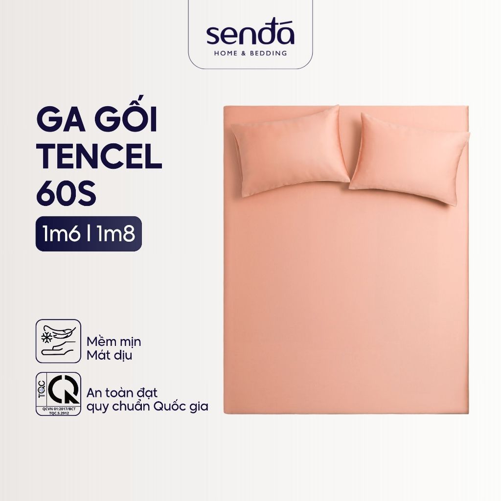 Bộ ga gối 3 món 1m6 1m8 Lụa Tencel Sen Đá Home Bedding cao cấp trơn màu, set 2 vỏ gối, 1 ga giường bo chun