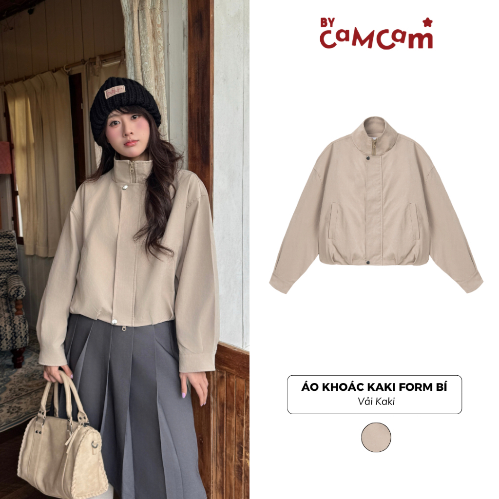 Áo Khoác Kaki Form Bí 𝑩𝒚𝒄𝒂𝒎𝒄𝒂𝒎 Tay Dài Phối Măng Sét Caro Phong Cách Năng Động Hàn Quốc AKHD523