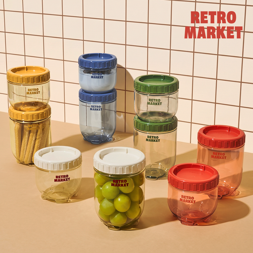 Bộ 2 hộp đựng thực phẩm LocknLock Retro Market Stackup INL304 500ml*1 và 700ml*1 có thể xếp chồng