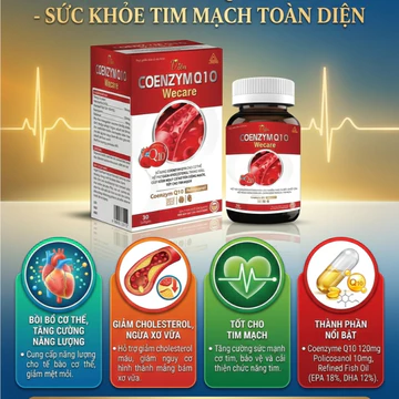 Viên Uống Bổ Tim Mạch COENZYM Q10 - Hỗ Trợ Phục Hồi Chức Năng Tim,Giúp Giảm Cholesterol, Ngừa Xơ Vữa Động Mạch