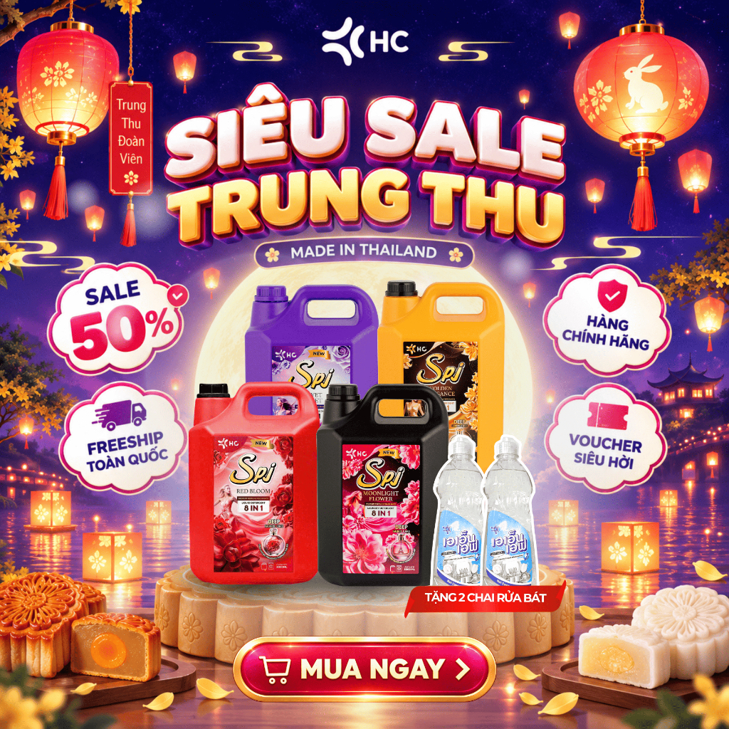 [TẶNG NƯỚC RỬA CHÉN] Nước Giặt Xả HC SPJ 8IN1 Can 5L - Lưu Hương Tới 48H, Đánh Bay Vết Bẩn, Chính Hãng Thái Lan