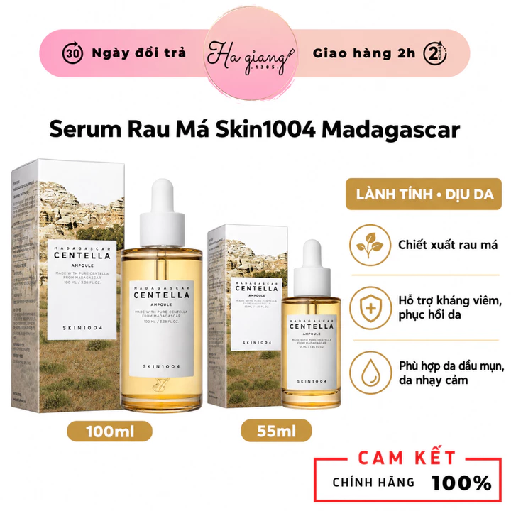 Serum Rau Má Skin1004 Madagascar Centella Asiatica Ampoule 55ml- 100ml Tinh Chất Skin 1004 Chính Hãng