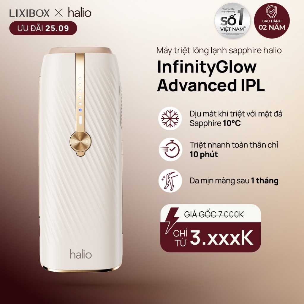 [SPECIAL] Máy Triệt Lông Lạnh Sapphire Halio InfinityGlow Advanced IPL Cooling Hair Removal Device