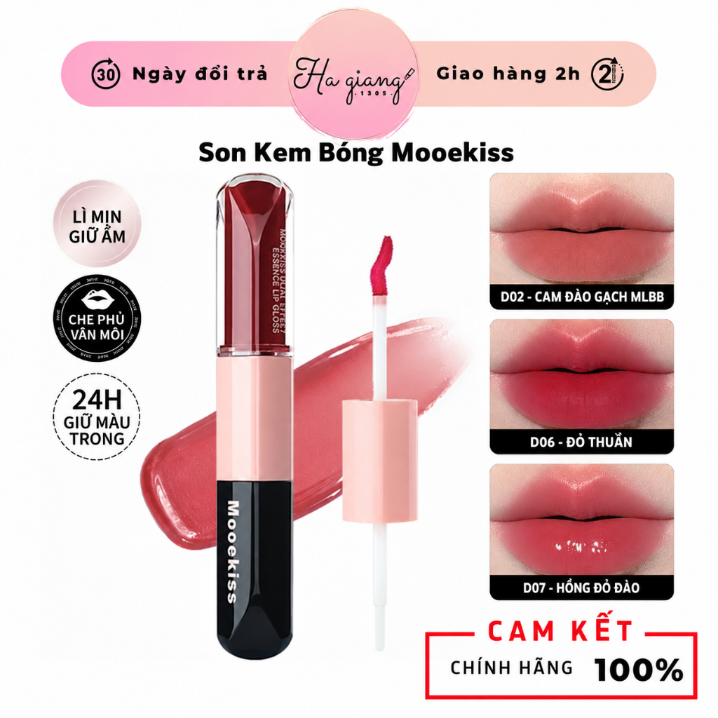 Son Bóng Hai Đầu Mooekiss Dual Effect Lip Gloss Dưỡng Môi Đa Năng (3ml+3ml) D02, D03, D06, D07, D08 | BigBuy360 - bigbuy360.vn