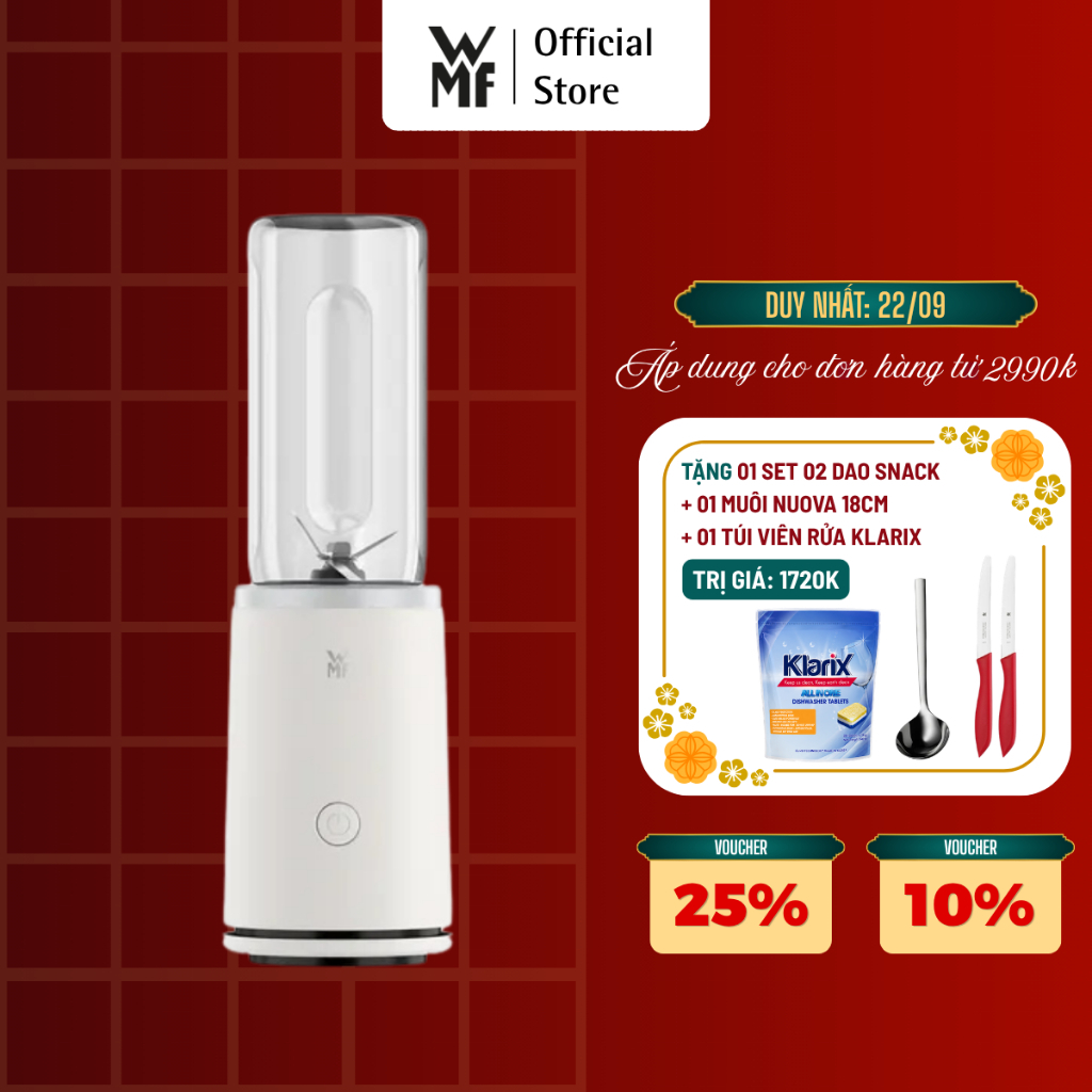 Máy Xay Sinh Tố WMF Mix&Go Touch, 4 Màu, Lưỡi Xay 6 Cánh, Công Suất 500W Mạnh Mẽ, Bảo Hành 12 Tháng
