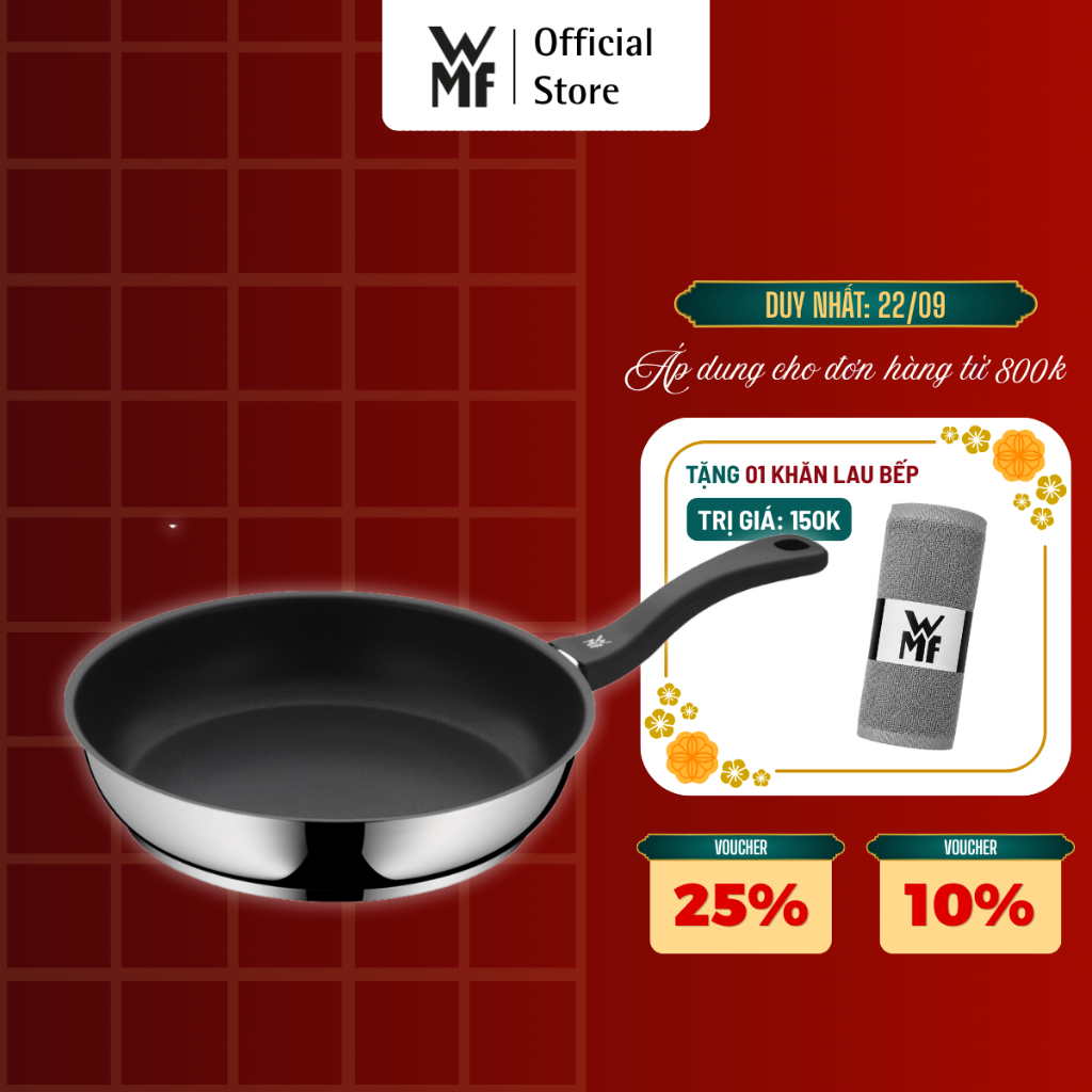 Chảo Chống Dính Cao cấp WMF DEVIL Size 20/24/28 CM, Đáy Từ 3 Lớp, Không Lồi Giữa, Cong Vênh
