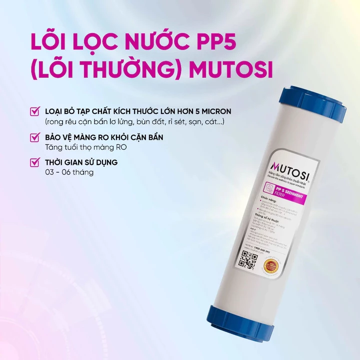 Bộ 3 lõi thô Mutosi, Combo lõi lọc 123 dùng cho máy lọc nước RO gia đình, dùng cho cốc lọc 10 inch – 3