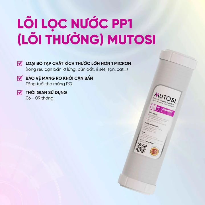 Bộ 3 lõi thô Mutosi, Combo lõi lọc 123 dùng cho máy lọc nước RO gia đình, dùng cho cốc lọc 10 inch – 5