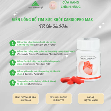 [CHÍNH HÃNG][VINALINK] Thực Phẩm Bảo Vệ Sức Khỏe CARDIOPRO MAX Hỗ Trợ Bảo Vệ Tim Mạch/ Hỗ Trợ Giảm Mỡ Máu