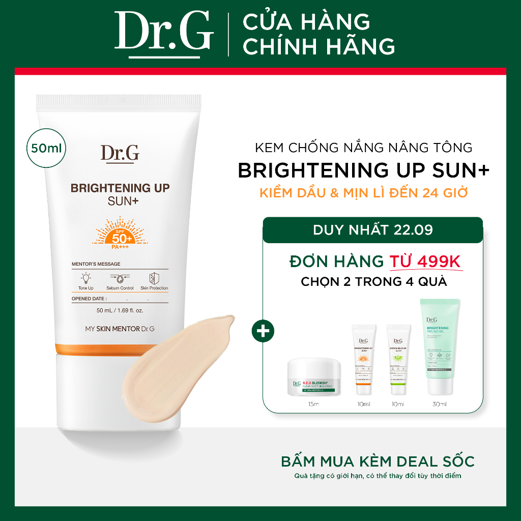 Kem chống nắng nâng tông Dr.G Brightening Up Sun+ DrG 50ml