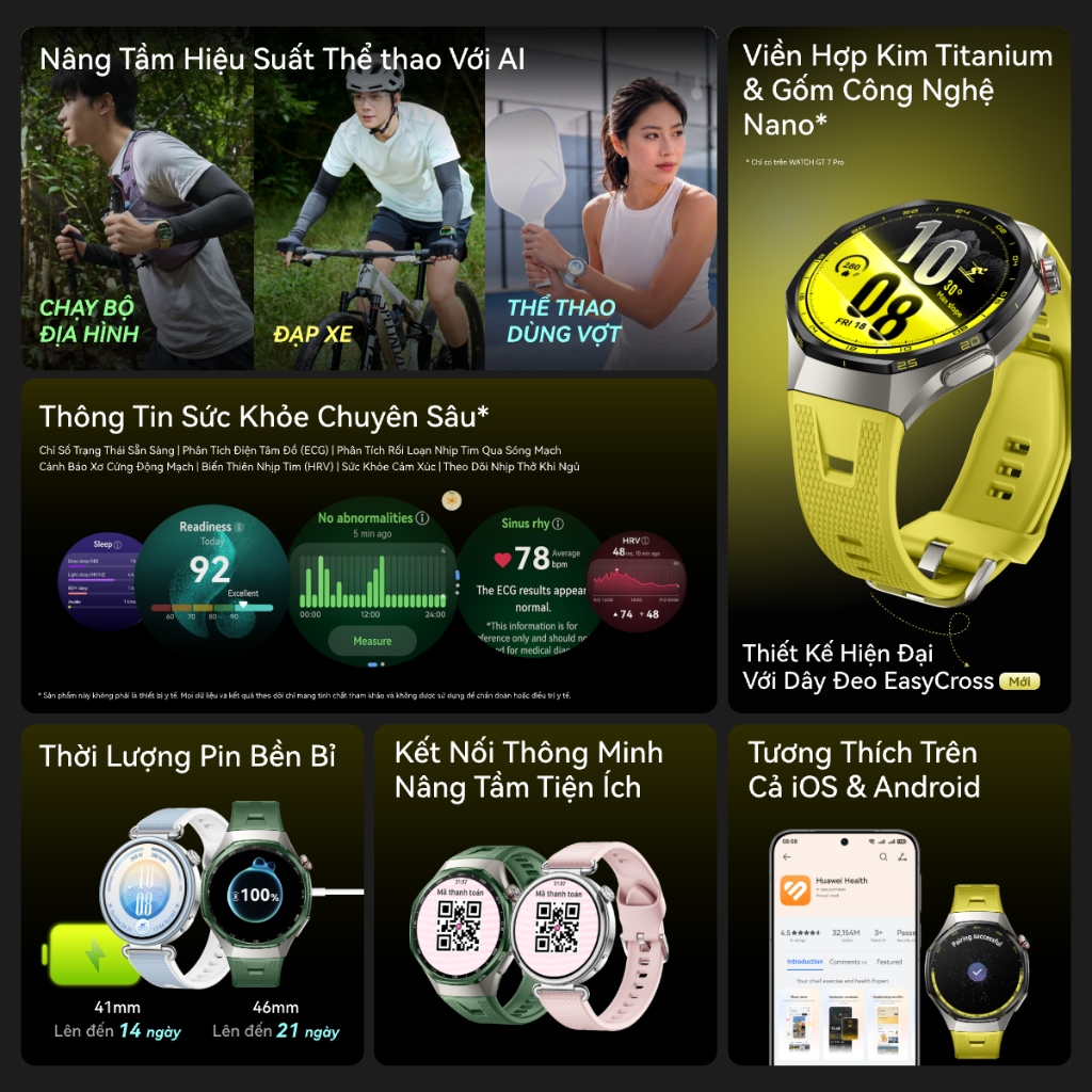 Đồng Hồ Thông Minh HUAWEI WATCH GT7 Series|Chăm Sóc Sức Khỏe Chuyên Sâu|Đạp Xe Nâng Cao|Pin Đến 21 Ngày | BigBuy360 - bigbuy360.vn