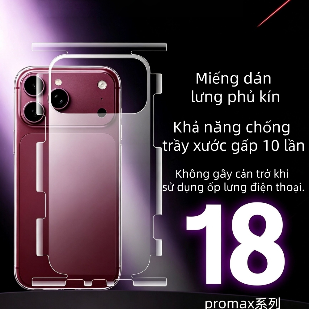 Dán chống vân tay PPF Full lưng và viền cho iphone 18 17 16 15 14 13 12 pro max 17Air