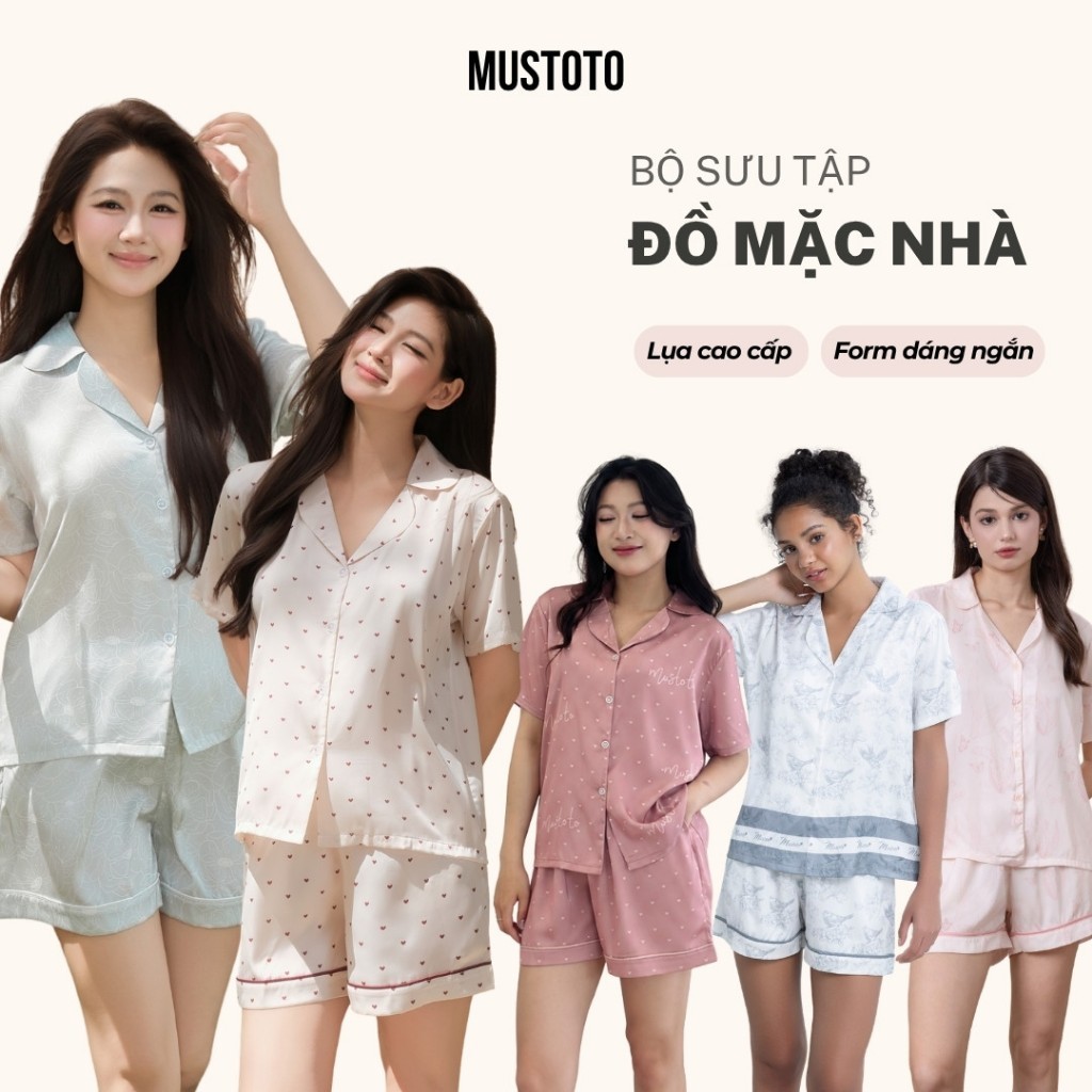 [12 MÀU] MUSTOTO Bộ Mặc Nhà Pijama Lụa Ngắn Cao Cấp Mềm Mát Thoải Mái (MB33)