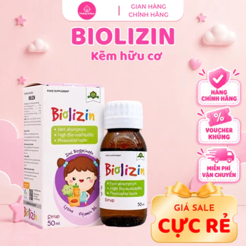 Kẽm Biolizin Cho Bé 50ml - Hỗ Trợ Bé Ăn Ngon, Bổ Sung Kẽm Lysine B6, Vị Đào Dễ Uống