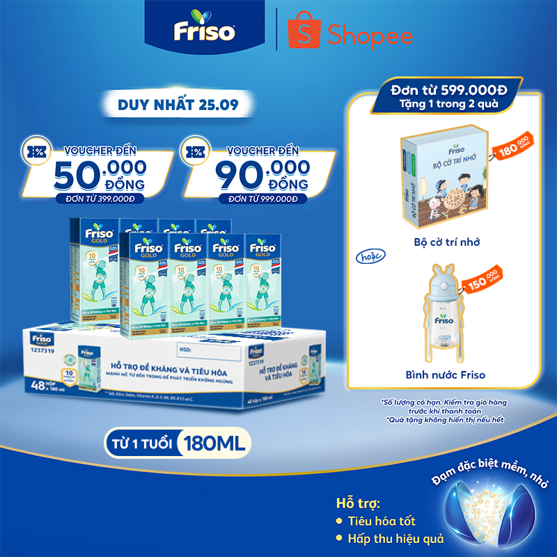 Thùng 48 hộp Sữa uống dinh dưỡng Friso Gold (180ml/hộp)