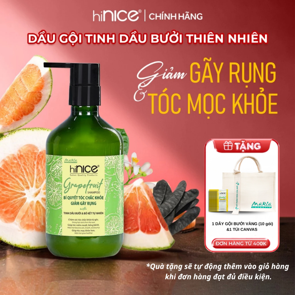 Dầu Gội Tinh Dầu Bưởi & Bồ Kết Thiên Nhiên hiNICE Grapefruit Shampoo Dành Cho Tóc Gãy Rụng