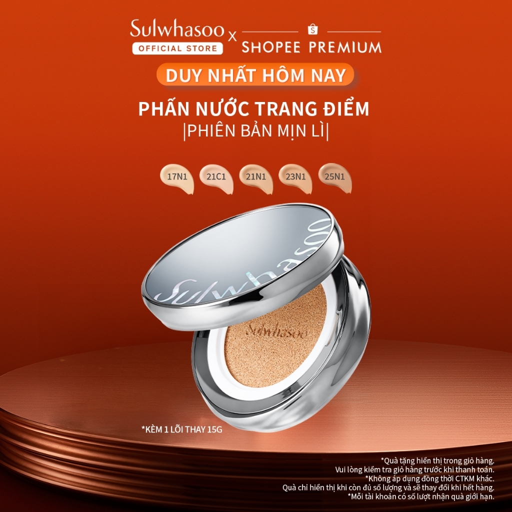 Phấn Nước Trang Điểm 15G - Kèm 1 Lõi Thay Thế 15G - Sulwhasoo Perfecting Cushion