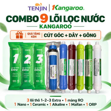 Combo 9 Lõi Lọc Nước Kangaroo 123 RO50GPD Nano Ceramic Alkaline Maifan ORP Cho Model KG109AKV, KG09A3, KGRP99, KG19A3...
