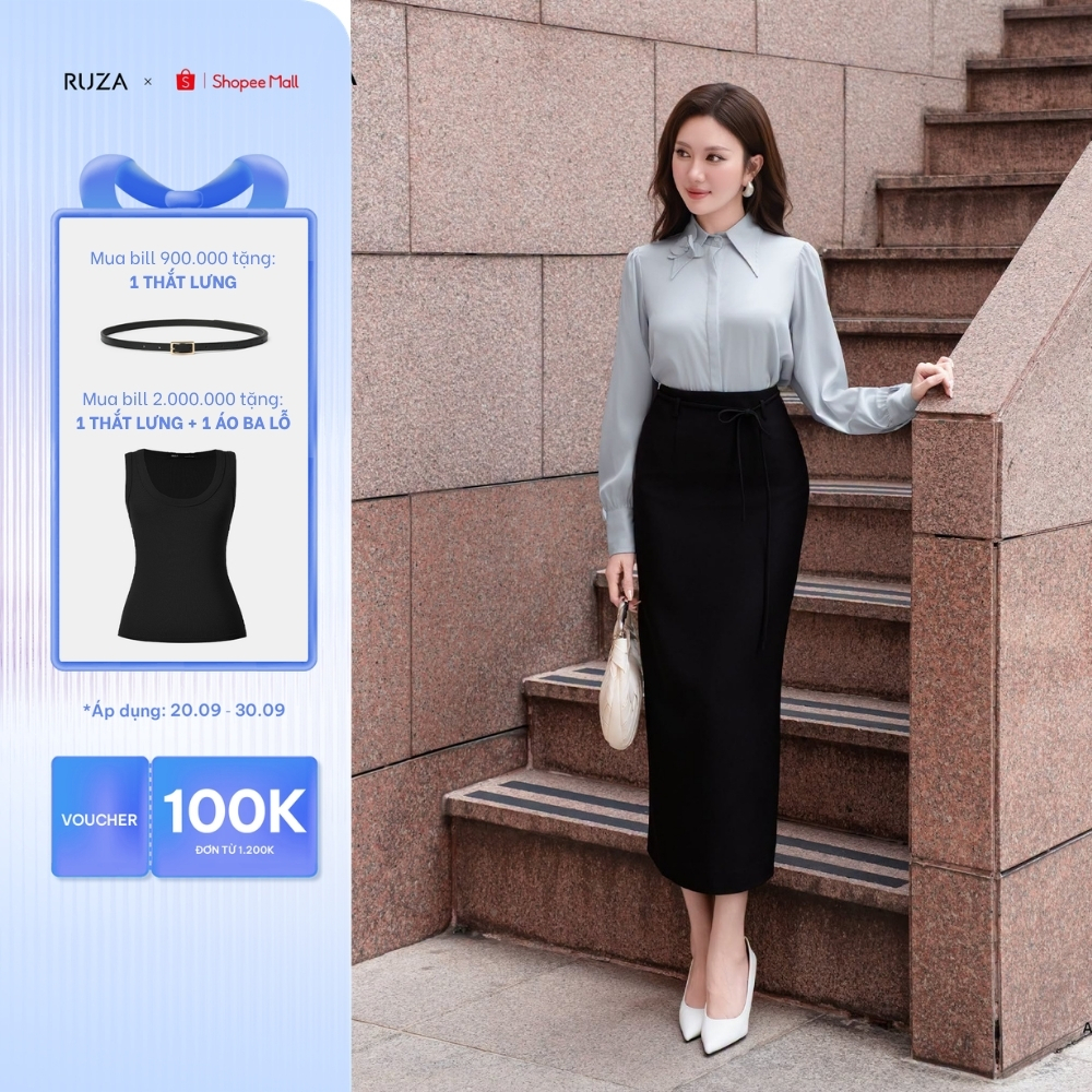 Chân váy suông nữ RUZA kiểu dáng công sở thời trang thanh lịch VSF097 VSF098