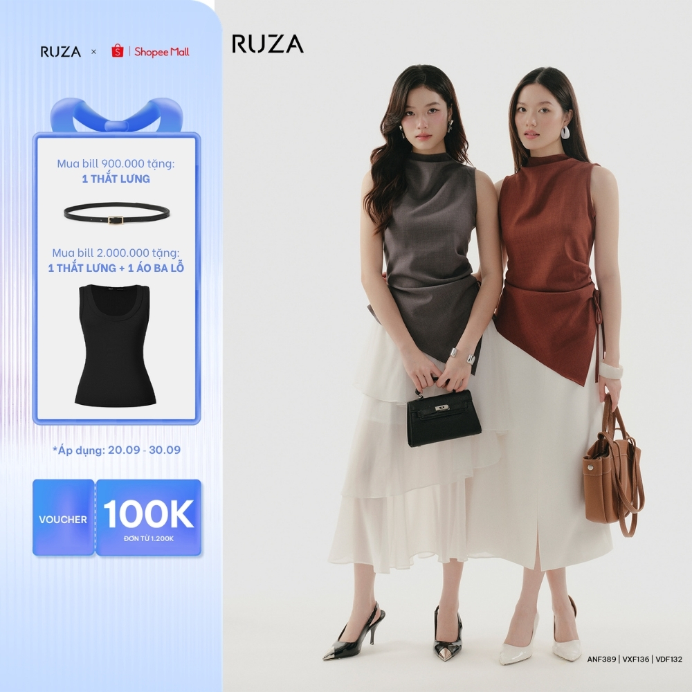 Áo sơ mi nữ tay ngắn RUZA thiết kế sang trọng thời trang công sở thanh lịch ANF389