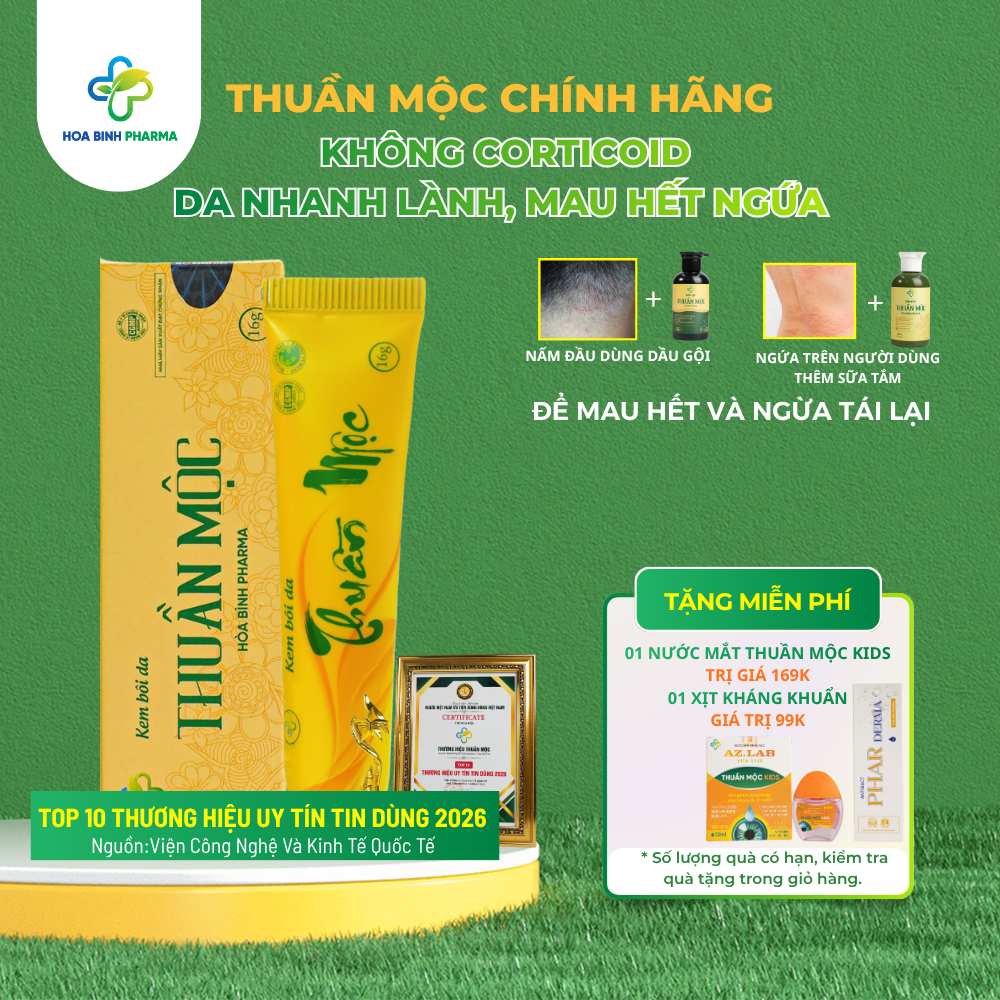 Kem Bôi Da Thuần Mộc Vàng Hòa Bình Pharma Bôi Mụn, Giảm Mẩn Ngứa, Rôm Sảy Tuýp 16g
