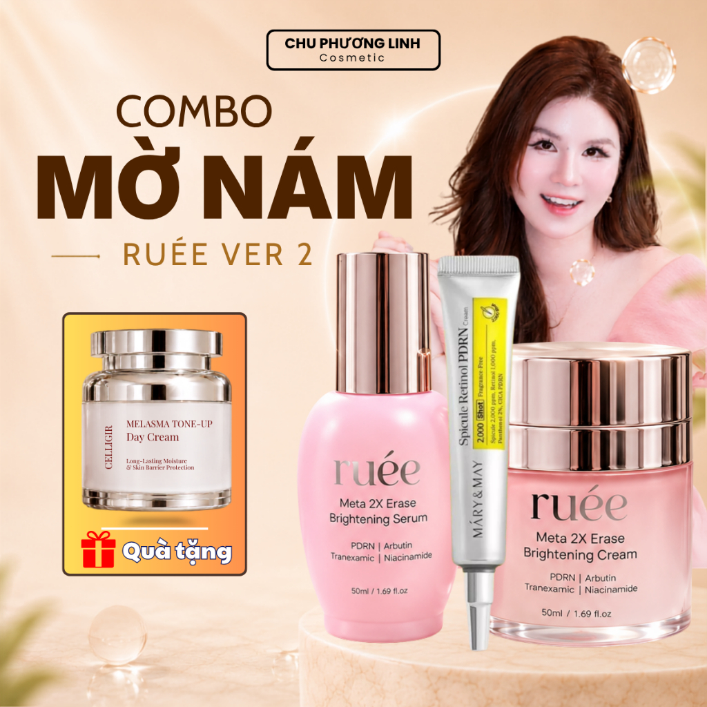 Combo Phục Hồi Kem Đêm + Serum Ruee Ver 2 + Retinol Mary&May CB0366 - Dưỡng Trắng, Phục Hồi, Làm Đều Màu Da