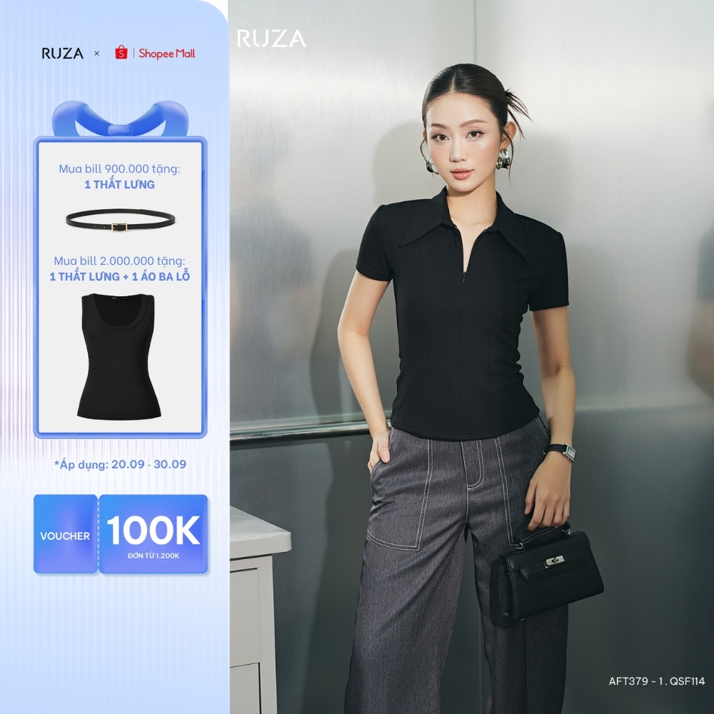 [SIZE NHỎ - NHÍCH LÊN 1 SIZE] Áo thun kiểu nữ tay ngắn RUZA thời trang công sở năng động thanh lịch AFT379