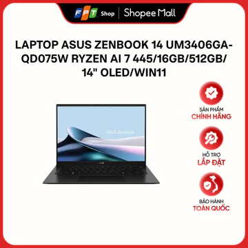 Laptop Asus Zenbook 14 UM3406GA-QD075W Ryzen AI 7 445/16GB/512GB/14" OLED/Win11
