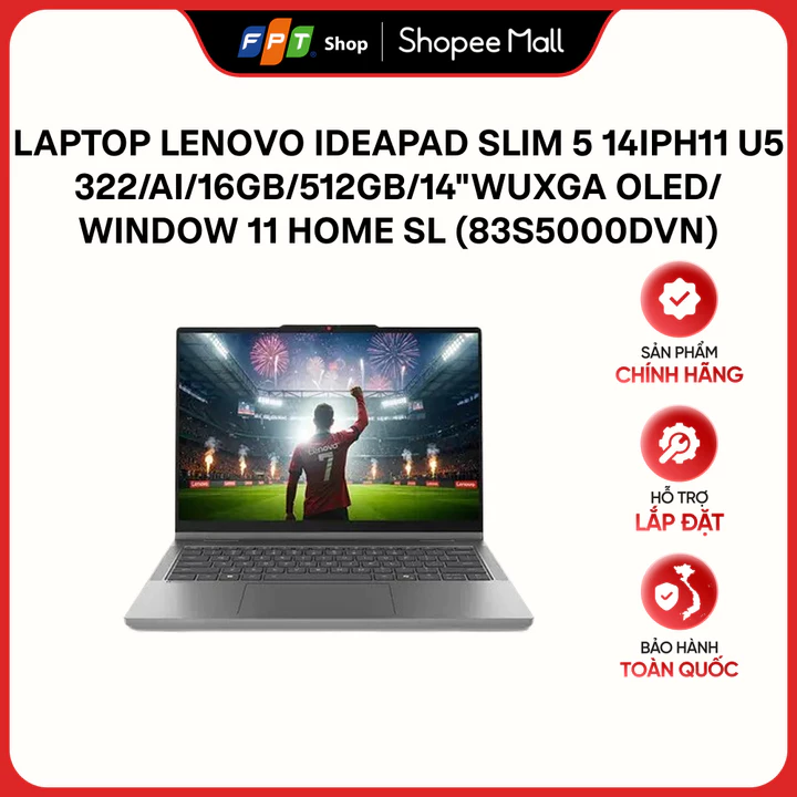 Laptop Lenovo IdeaPad Slim 5 14IPH11 U5 322/AI/16GB/512GB/14"WUXGA OLED/Window 11 Home SL (83S5000DVN)