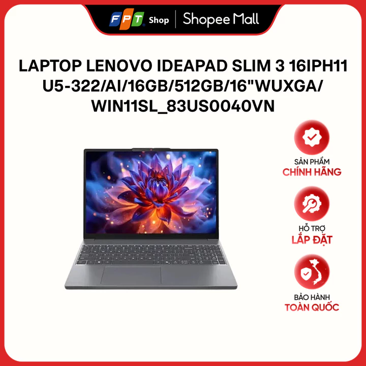 Laptop Lenovo IdeaPad Slim 3 16IPH11 U5-322/AI/16GB/512GB/16"WUXGA/Win11SL_83US0040VN