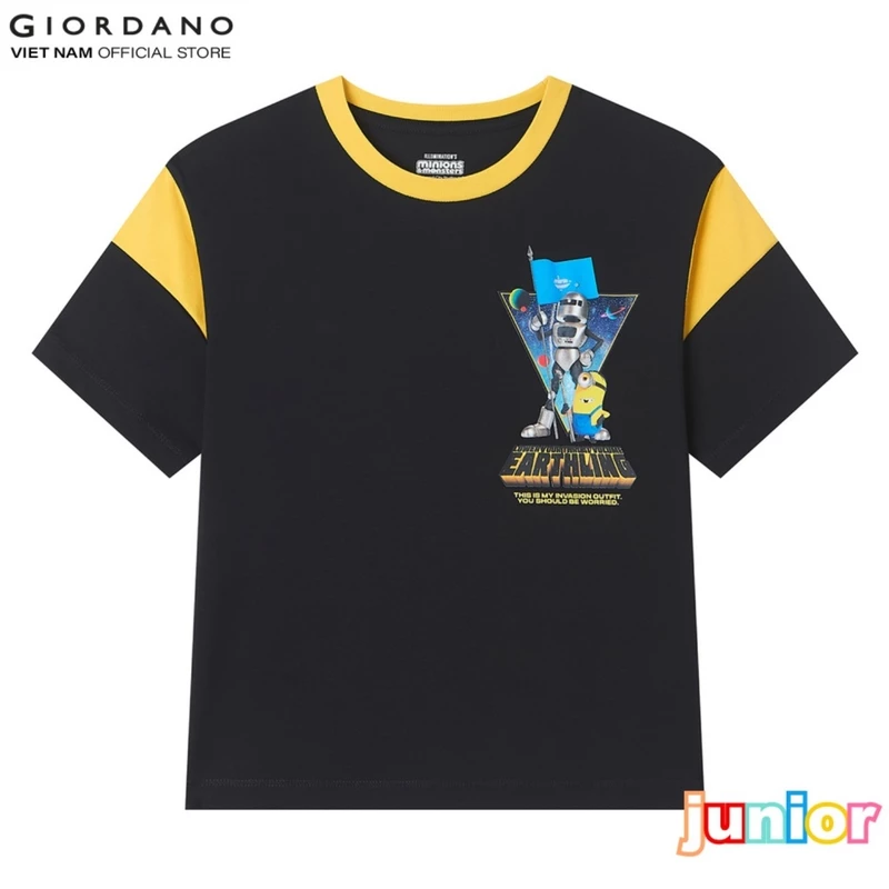 GIORDANO Áo Thun Trẻ Em Cổ Tròn In Hình Minions & Monsters Sorona Tee 3086317-09 — ảnh 1