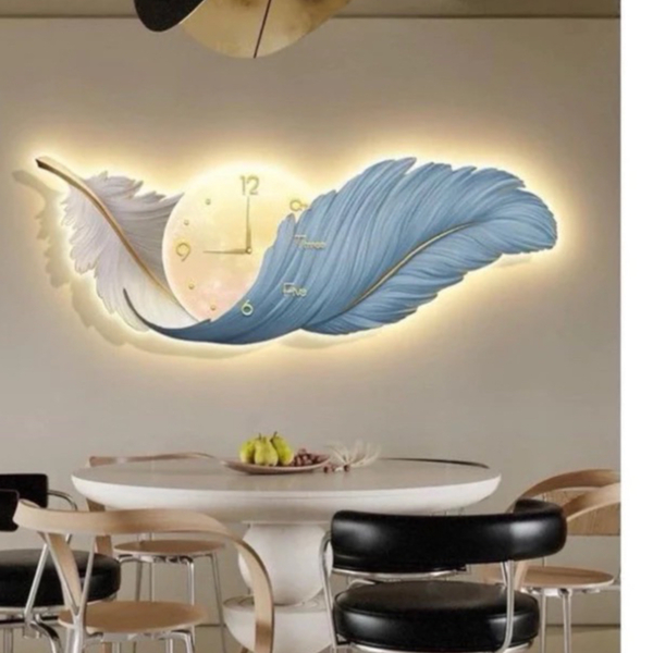 [ ĐỒNG HỒ ĐÈN LED ] Đồng Hồ Treo Tường CNC "LÔNG VŨ CAO CẤP" Trang Trí Phòng Khách, Phòng Làm Việc. Phòng Ngủ, Quà Tặng.