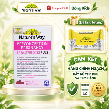 Vitamin Bầu Nature’s Way PreConception Pregnancy Breastfeeding Plus bổ sung DHA sắt folic cho bà bầu