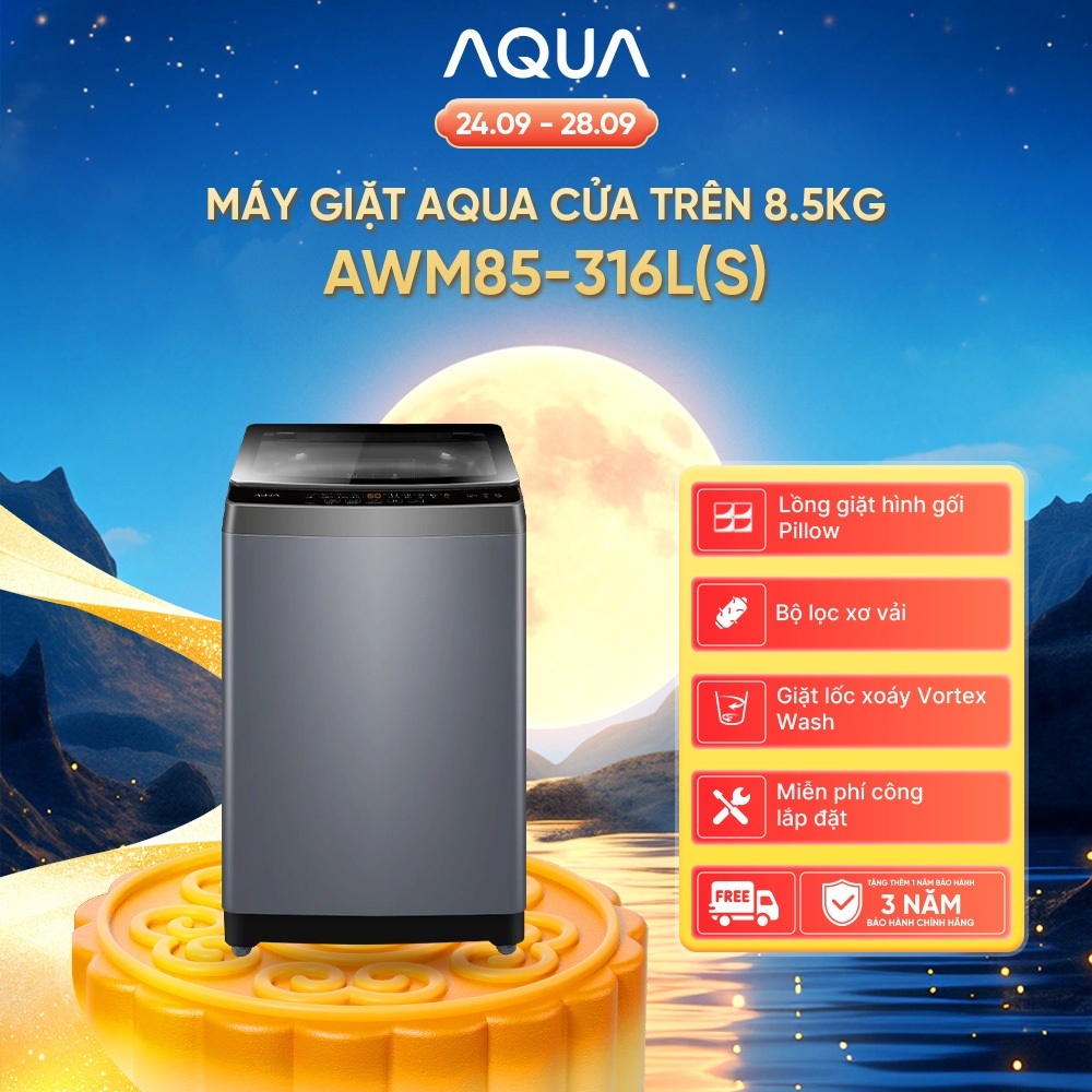 [DEAL XỊN THÁNG 9] Máy giặt cửa trên 8.5kg AWM85-316L(S) - Bảo hành 2 năm - Freeship toàn quốc