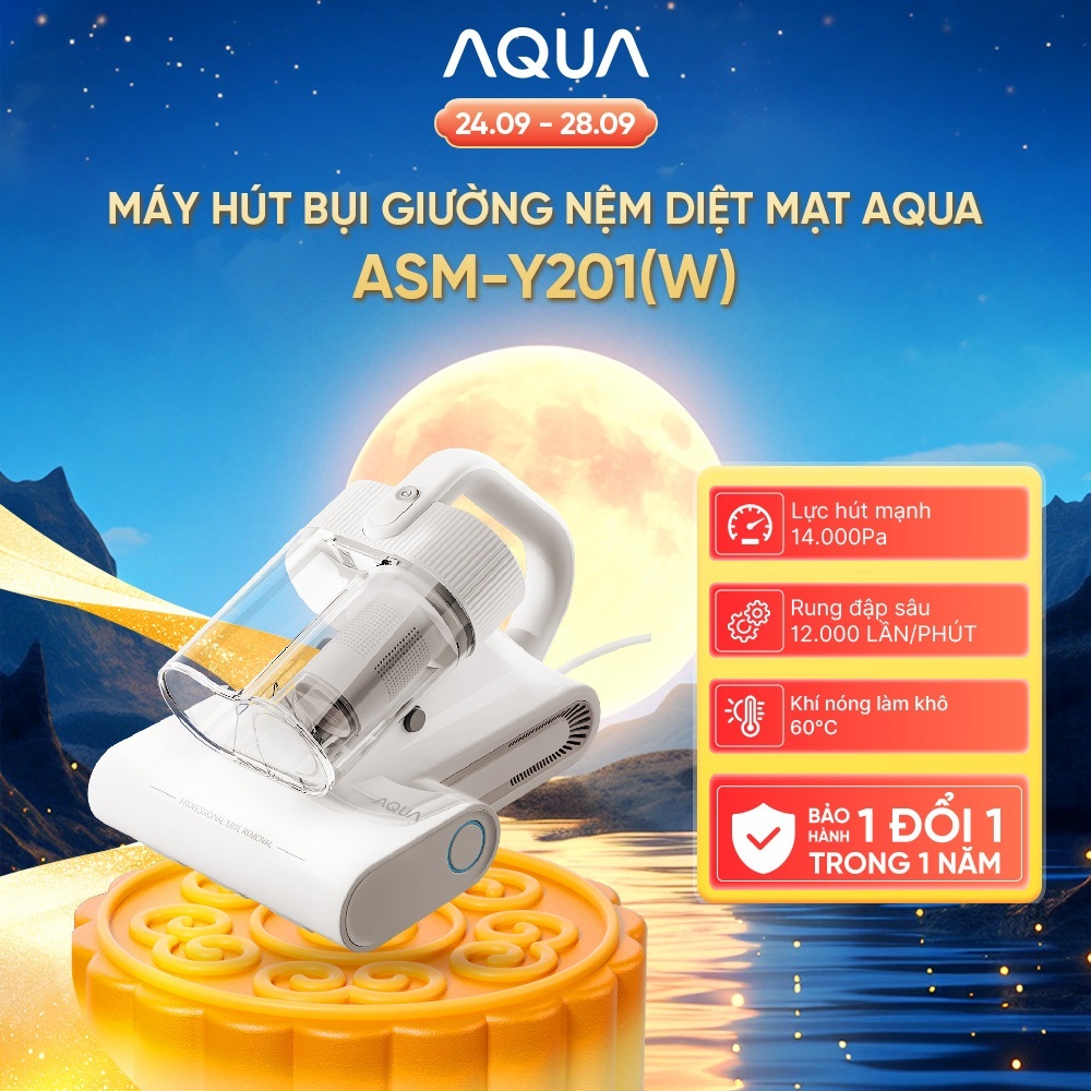 [Võ Hà Linh x AQUA] Máy hút bụi giường nệm diệt mạt Aqua ASM-Y201(W) - Bảo hành 1 đổi 1 trong 1 năm