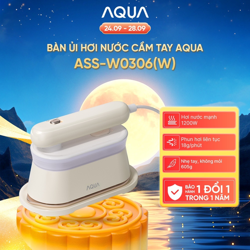[SẢN PHẨM MỚI] Bàn ủi hơi nước cầm tay AQUA ASS-W0306(W)  - Bảo hành 1 đổi 1 trong 1 năm